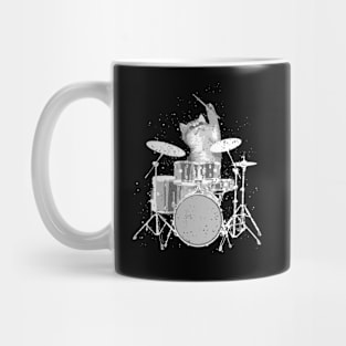 Grunge Cat Drummer - Distressed Rockstar Feline Mug